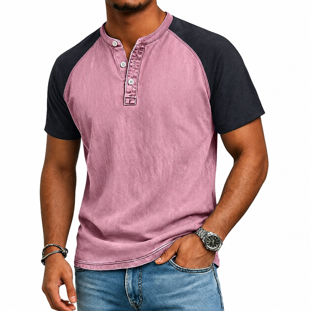 Edgehill - Playera Henley con lavado vintage