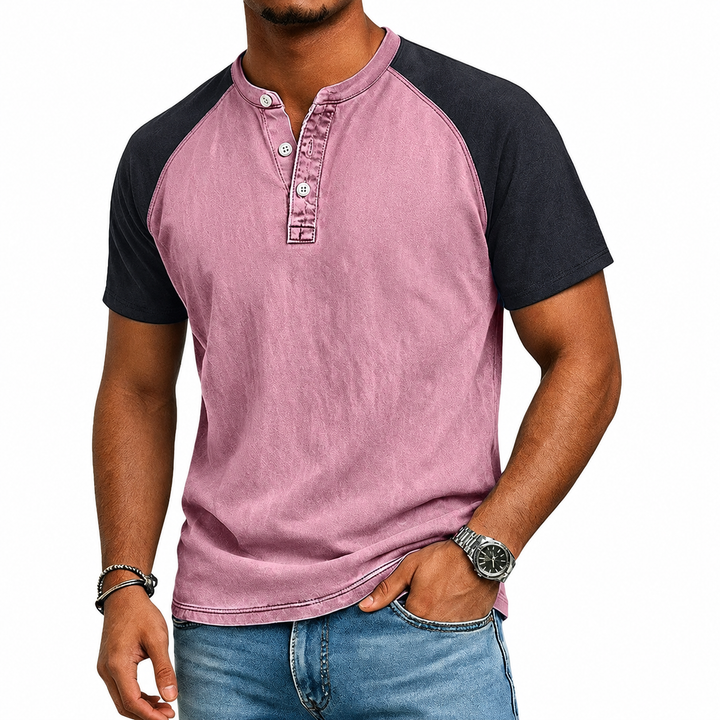Edgehill - Playera Henley con lavado vintage
