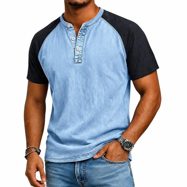 Edgehill - Playera Henley con lavado vintage