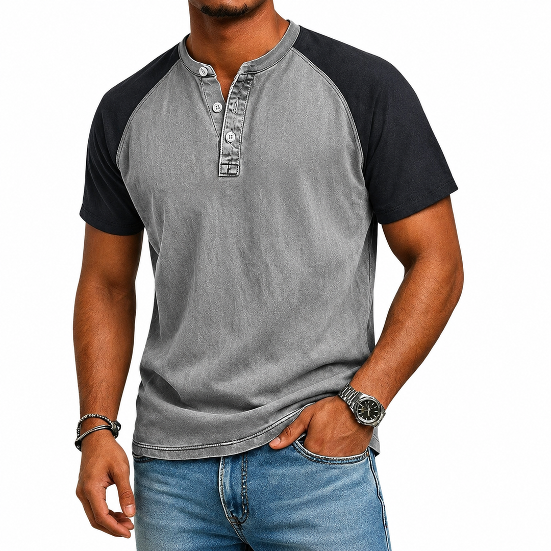 Edgehill - Playera Henley con lavado vintage