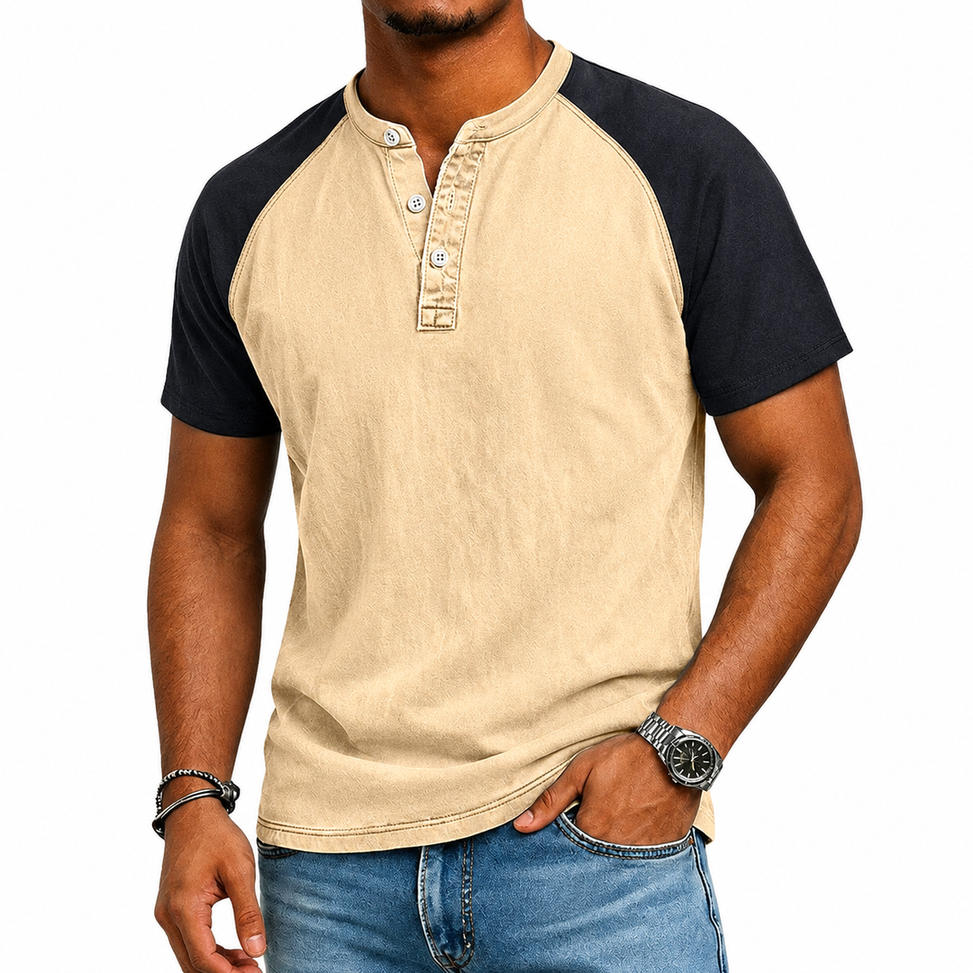 Edgehill - Playera Henley con lavado vintage