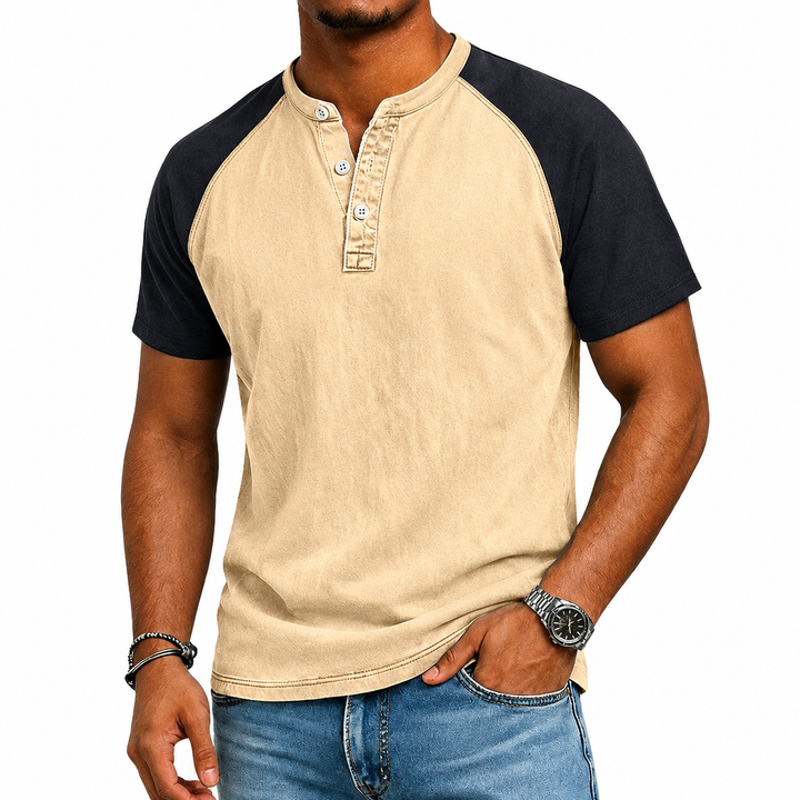 Edgehill - Playera Henley con lavado vintage