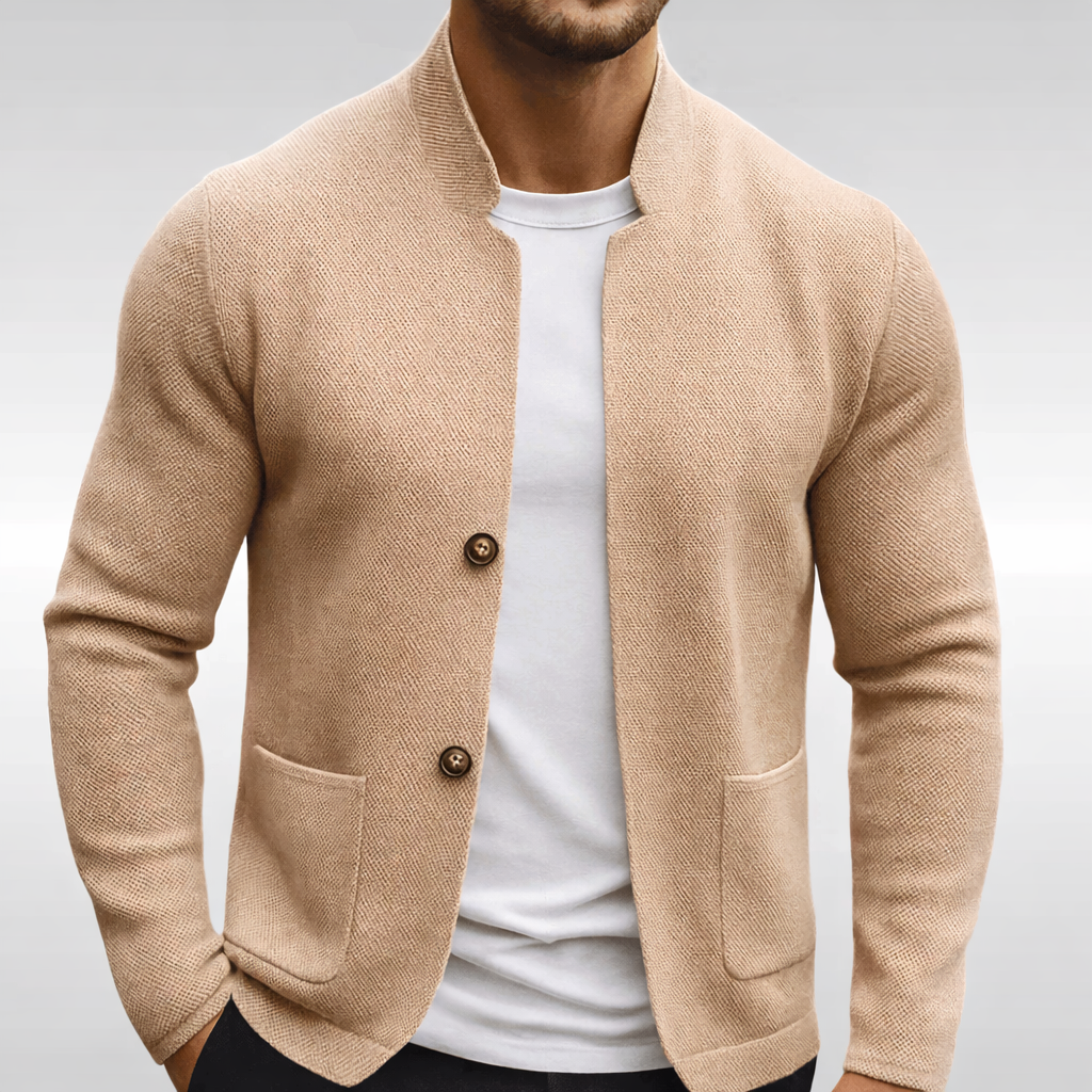 Eldhaven - Blazer texturizado de cuello mandarín