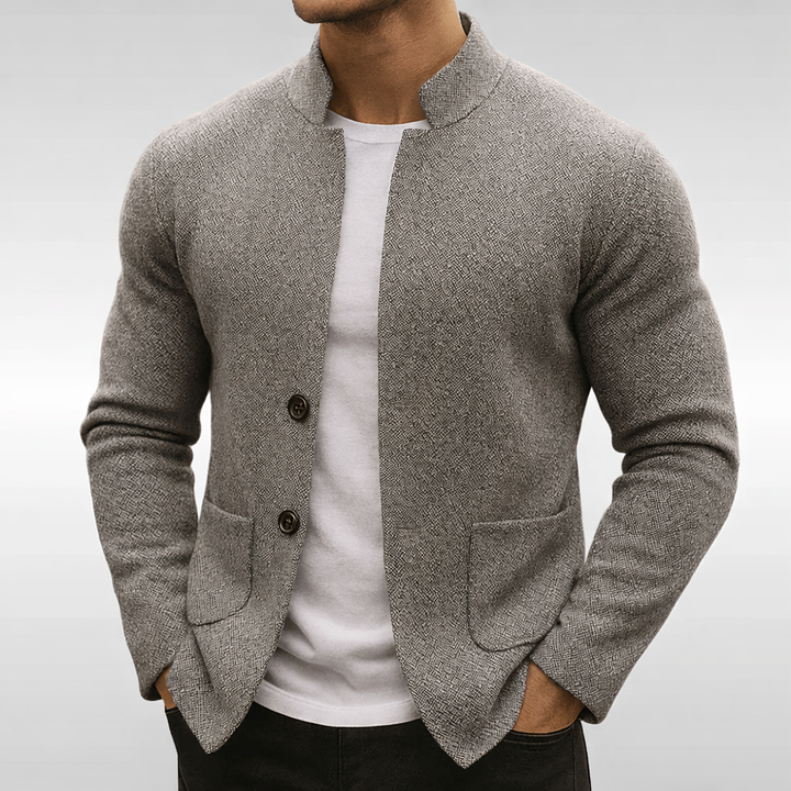 Eldhaven - Blazer texturizado de cuello mandarín