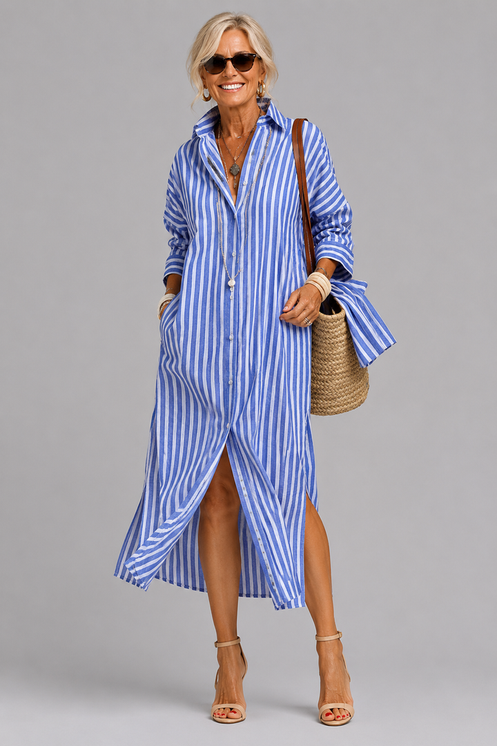 Rosabella - Vestido midi con cintura resistente a las arrugas