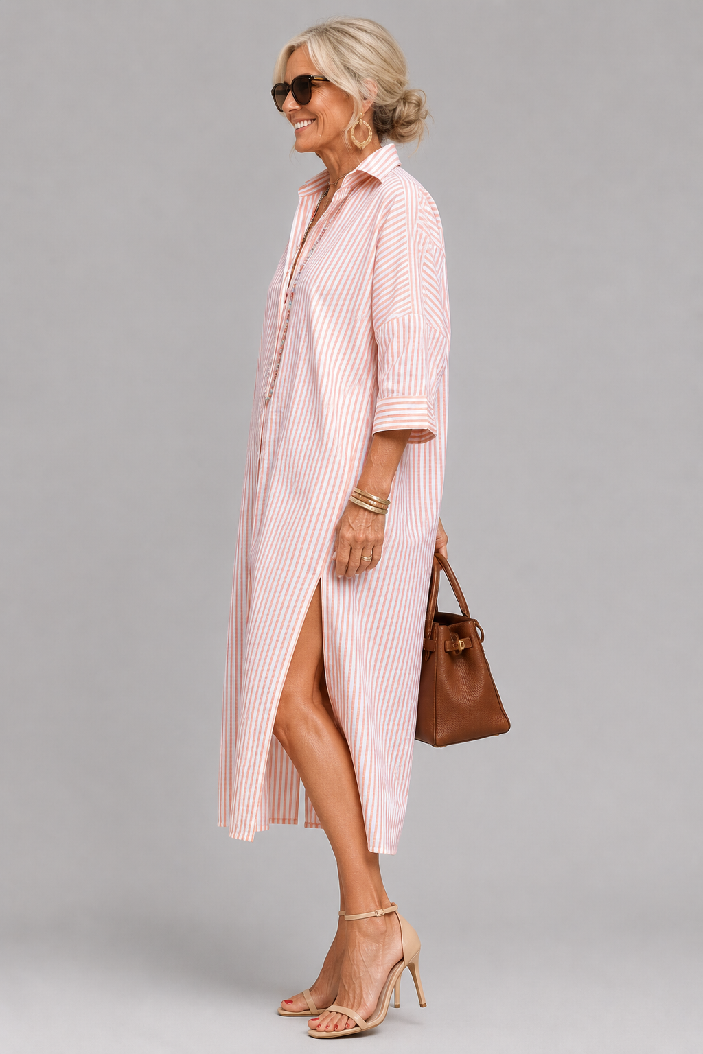Rosabella - Vestido midi con cintura resistente a las arrugas