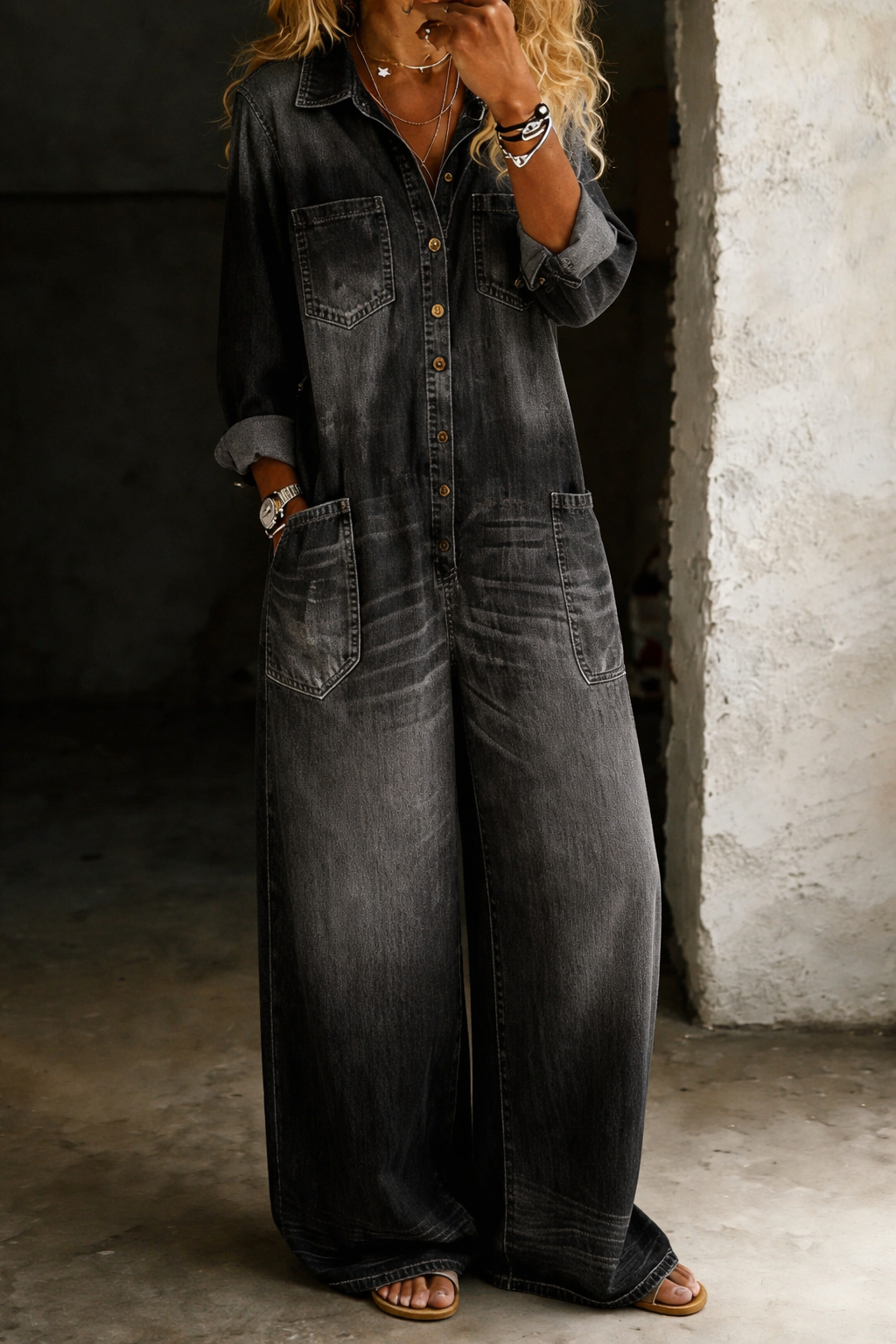 Thalassa - Jumpsuit casual de mezclilla