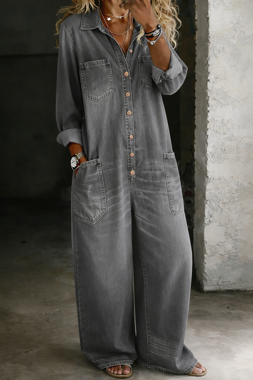 Thalassa - Jumpsuit casual de mezclilla