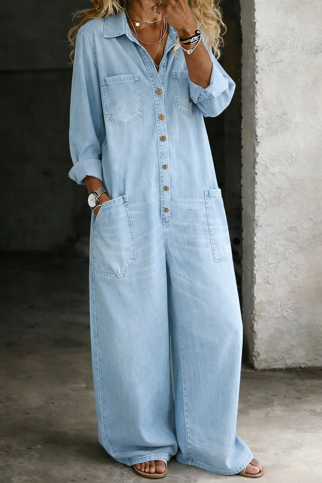 Thalassa - Jumpsuit casual de mezclilla