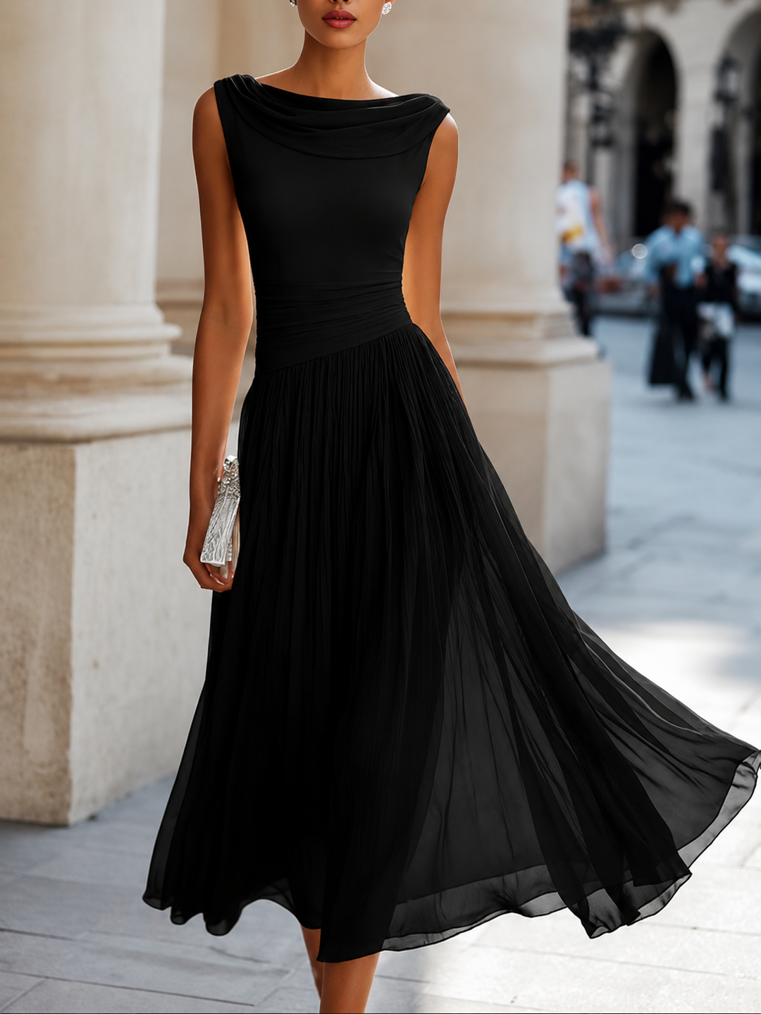 Carissa - Vestido midi drapeado elegante