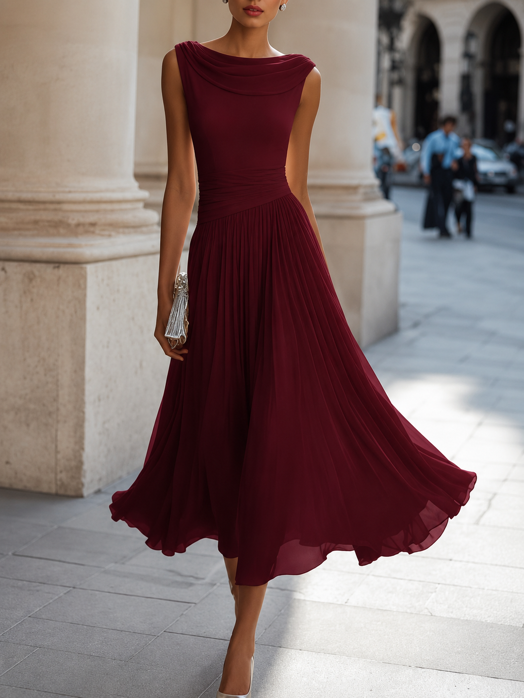 Carissa - Vestido midi drapeado elegante