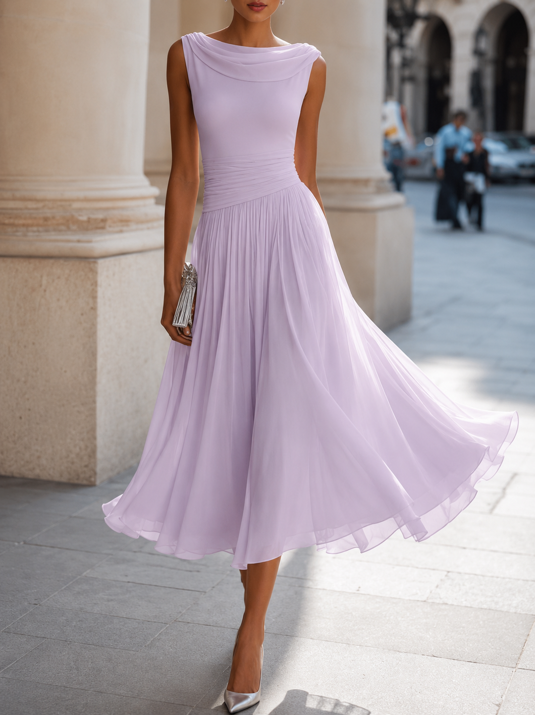 Carissa - Vestido midi drapeado elegante
