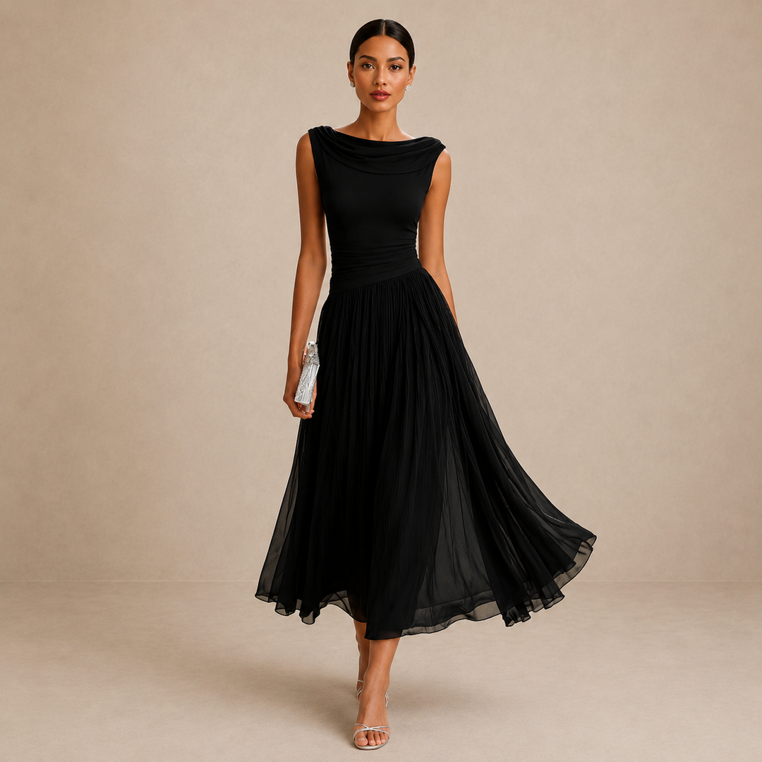 Carissa - Vestido midi drapeado elegante