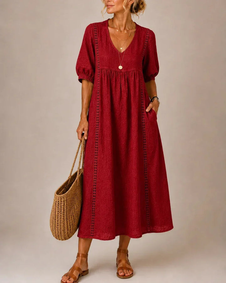 Arietta - Vestido de lino con detalles de encaje