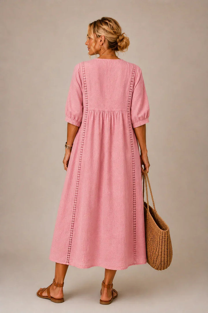 Arietta - Vestido de lino con detalles de encaje
