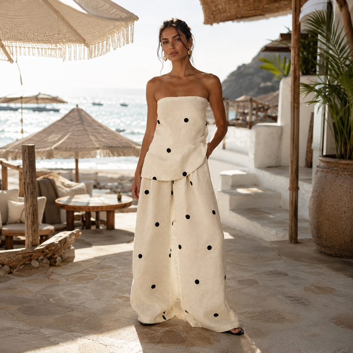 Rebecca - Conjunto elegante de dos piezas de lunares