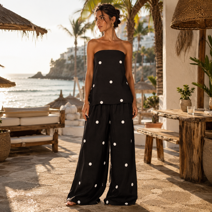 Rebecca - Conjunto elegante de dos piezas de lunares