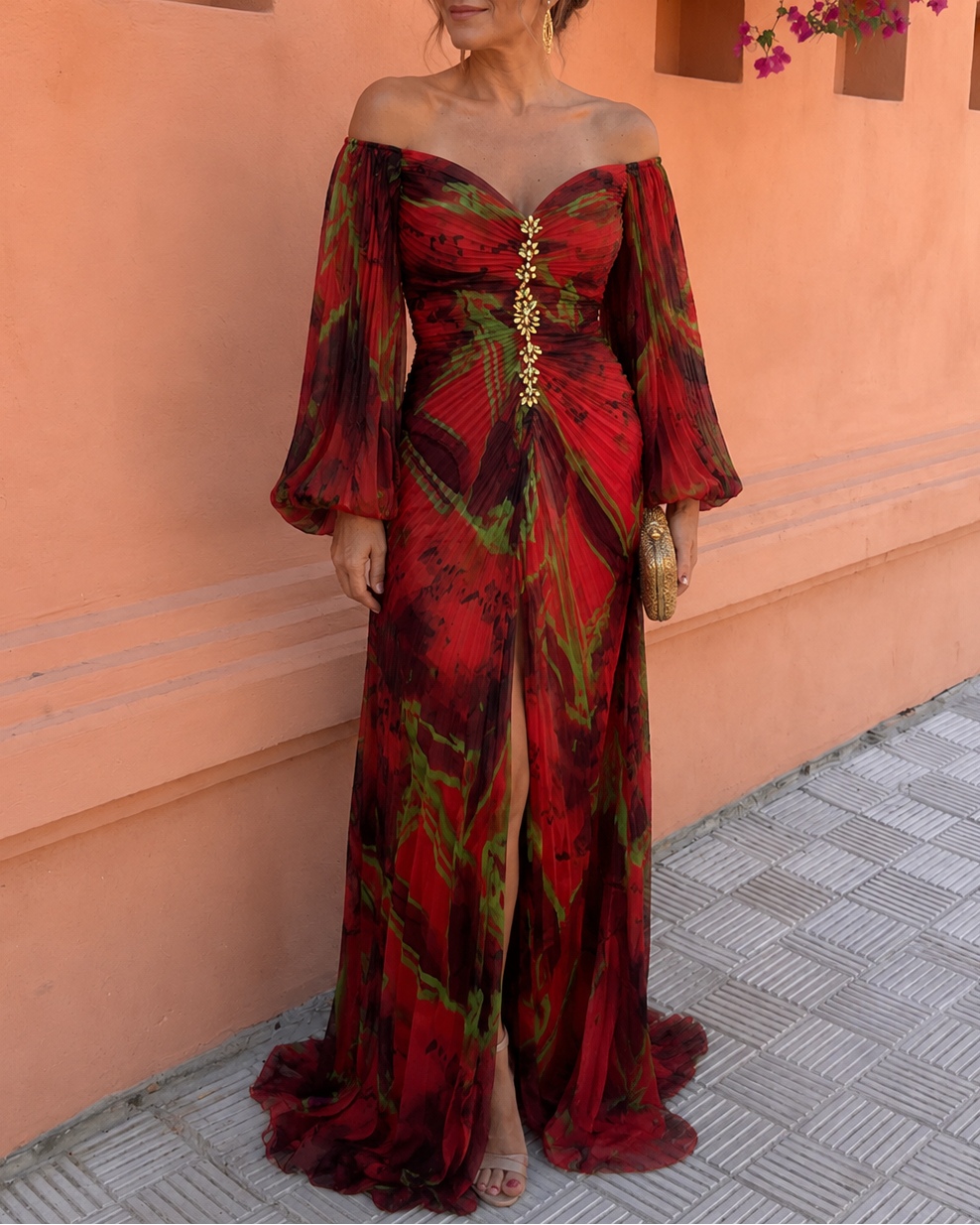 Avalora - Vestido maxi floral elegante