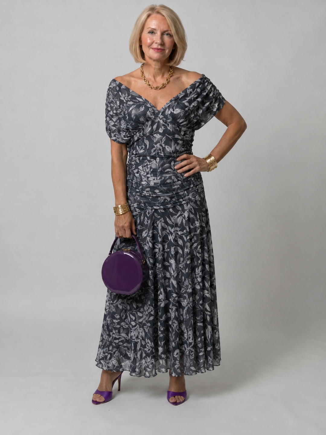 Galatea - Vestido midi ligero con hombros descubiertos