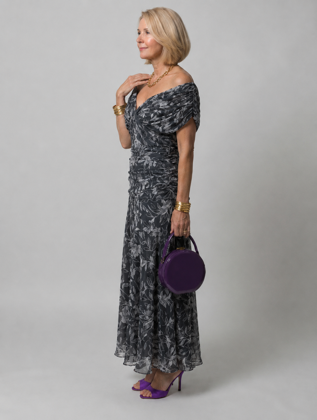 Galatea - Vestido midi ligero con hombros descubiertos