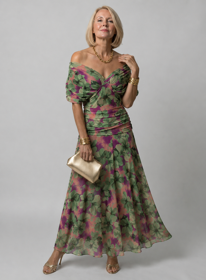 Galatea - Vestido midi ligero con hombros descubiertos