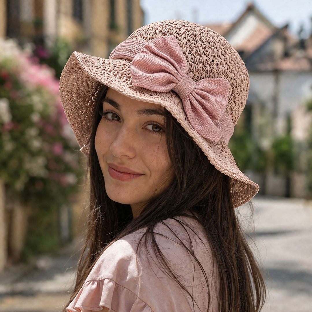 Coralie - Sombrero artesanal para el sol con lazo