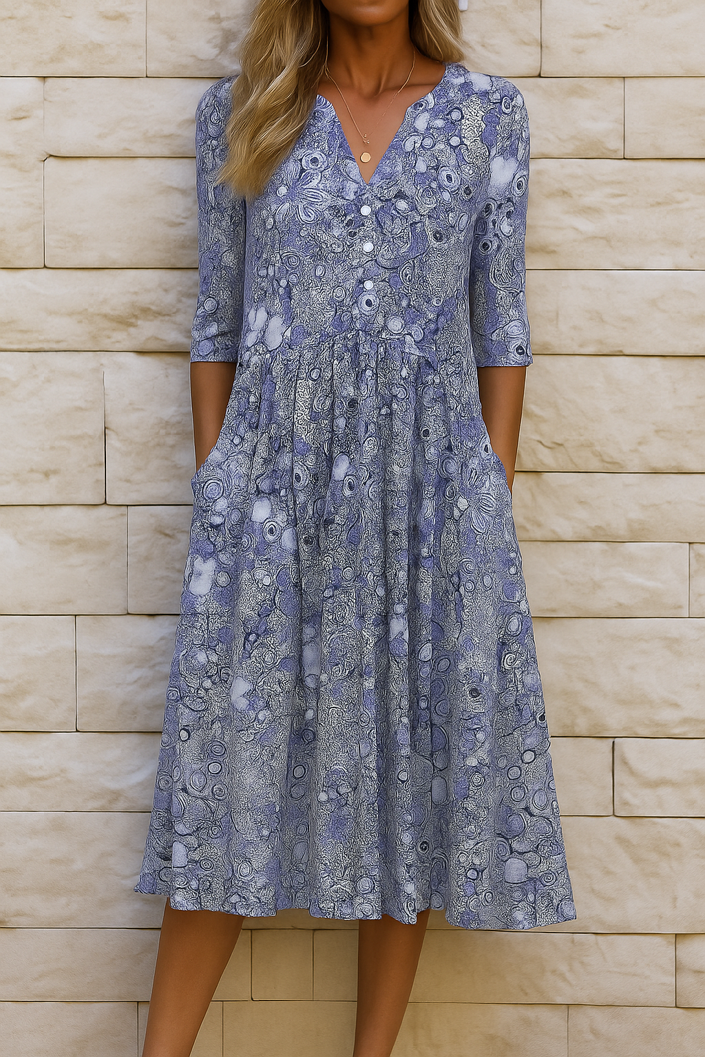 Lirenne - Vestido midi de tacto suave