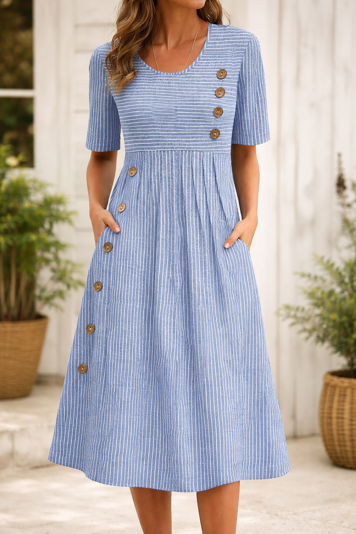 Maelissa - Vestido Midi de Rayas Elegante
