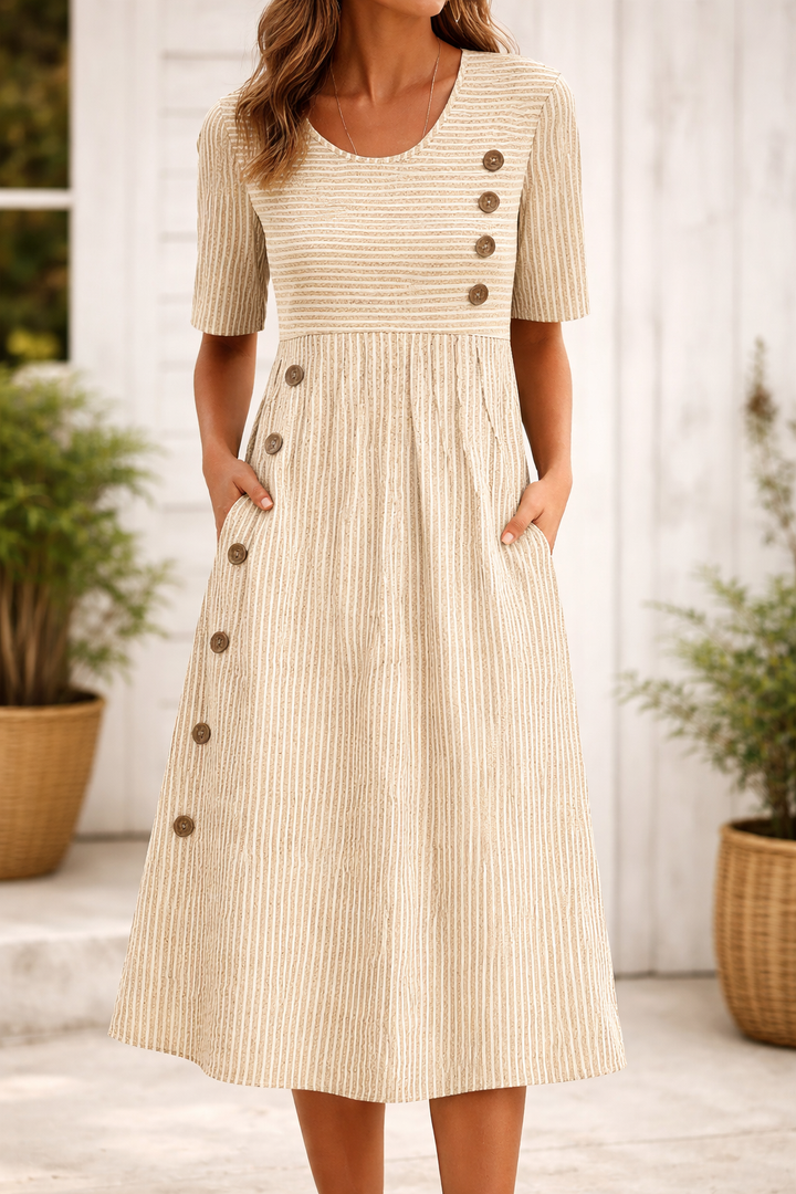 Maelissa - Vestido Midi de Rayas Elegante