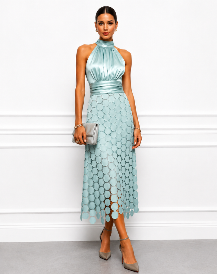 Amabel - Vestido midi con escote halter de lujo