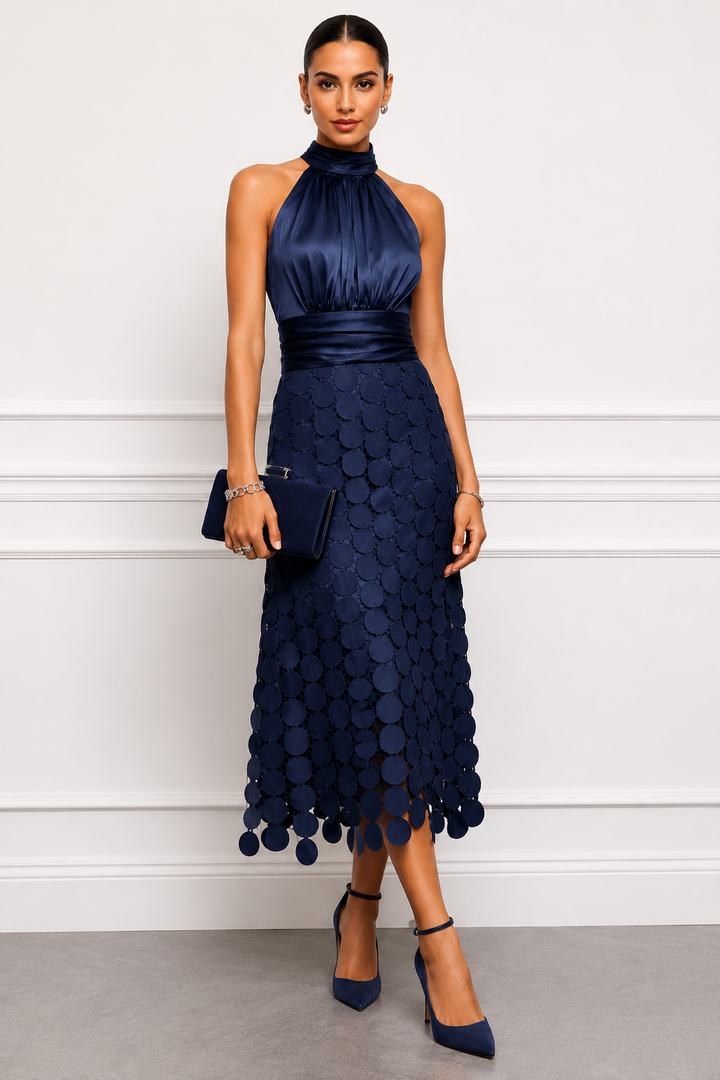 Kateline - Vestido halter midi de lujo