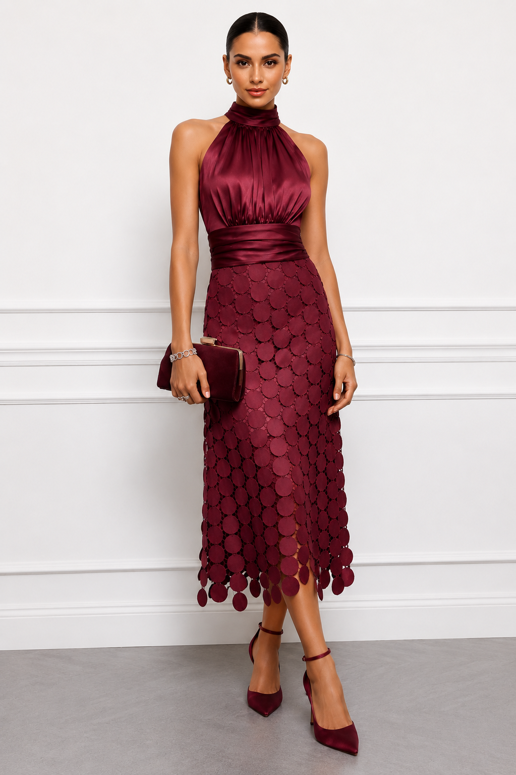 Kateline - Vestido halter midi de lujo