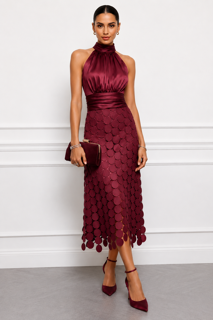 Kateline - Vestido halter midi de lujo