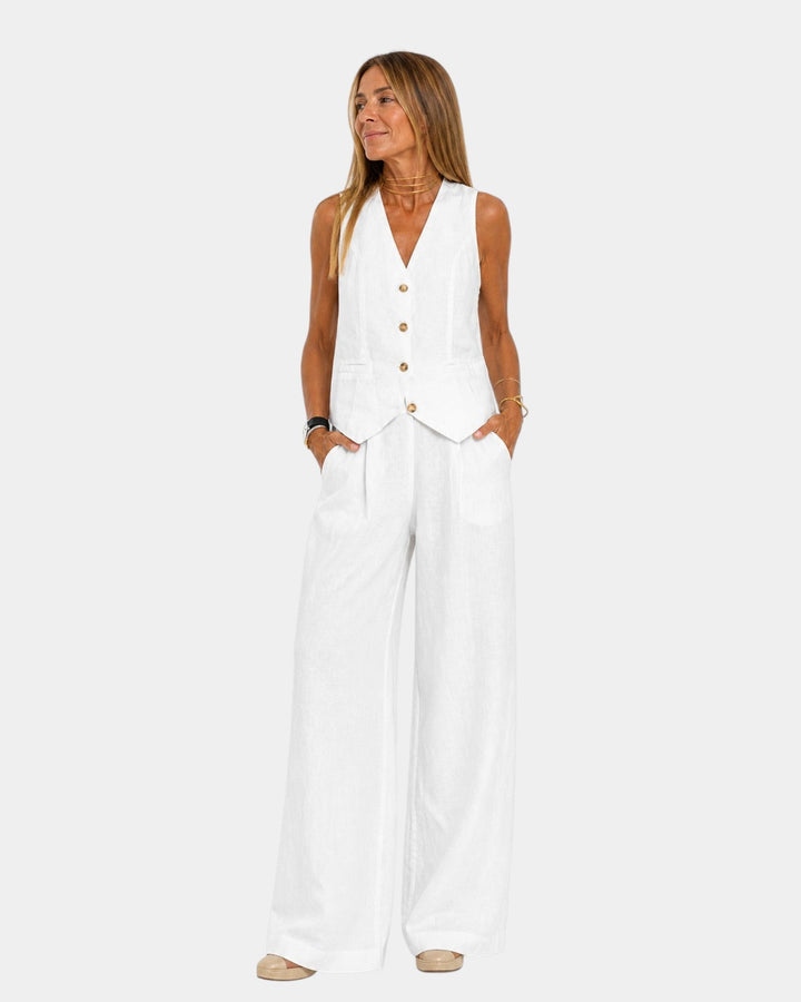 Nicolette - Conjunto de chaleco sastrero y pantalón de pierna ancha