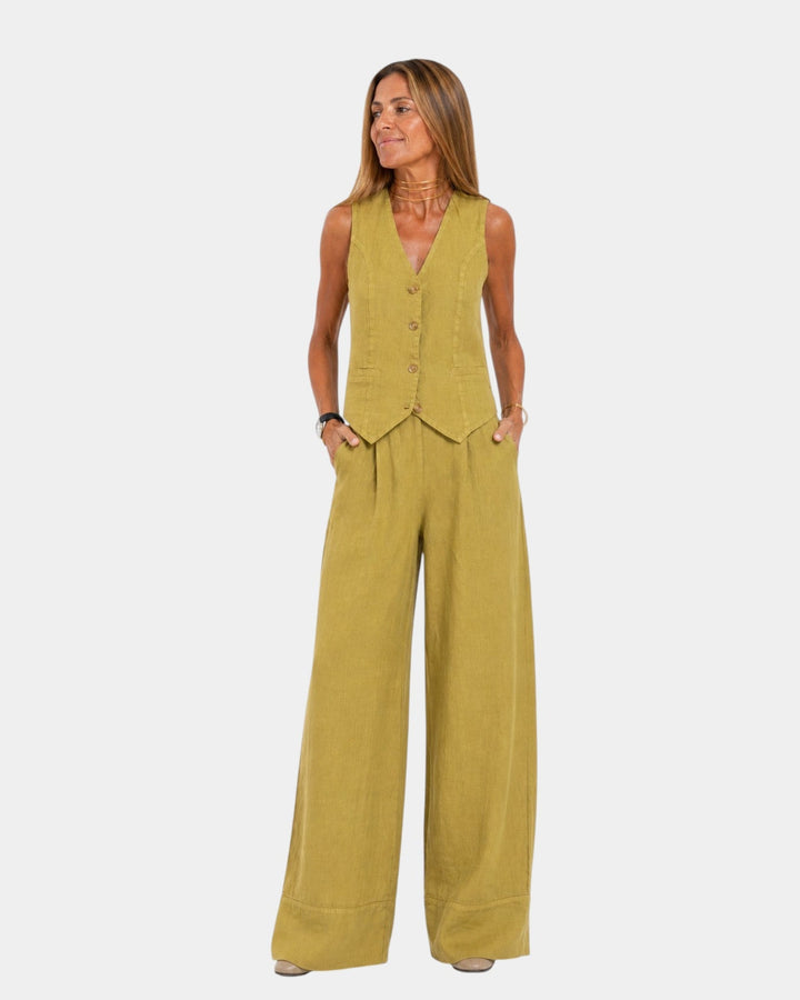 Nicolette - Conjunto de chaleco sastrero y pantalón de pierna ancha