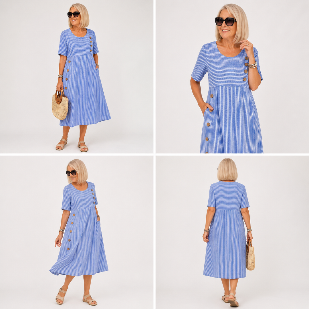 Carmina - Vestido midi a rayas de tacto suave