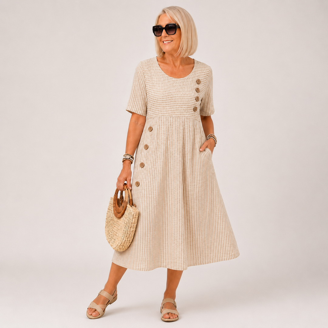 Carmina - Vestido midi a rayas de tacto suave