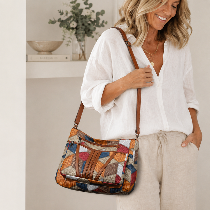 Lauranique - Bolsa bandolera de patchwork y tacto suave