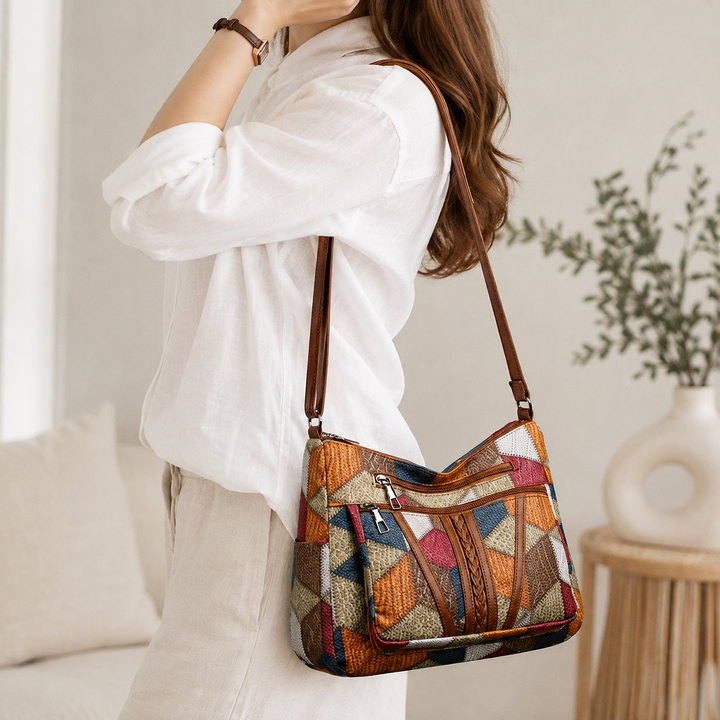 Lauranique - Bolsa bandolera de patchwork y tacto suave