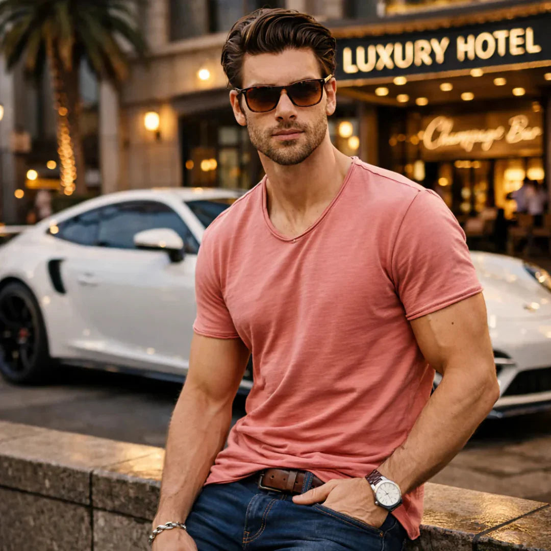 Jackson - Playera de cuello en V profundo, suave al tacto