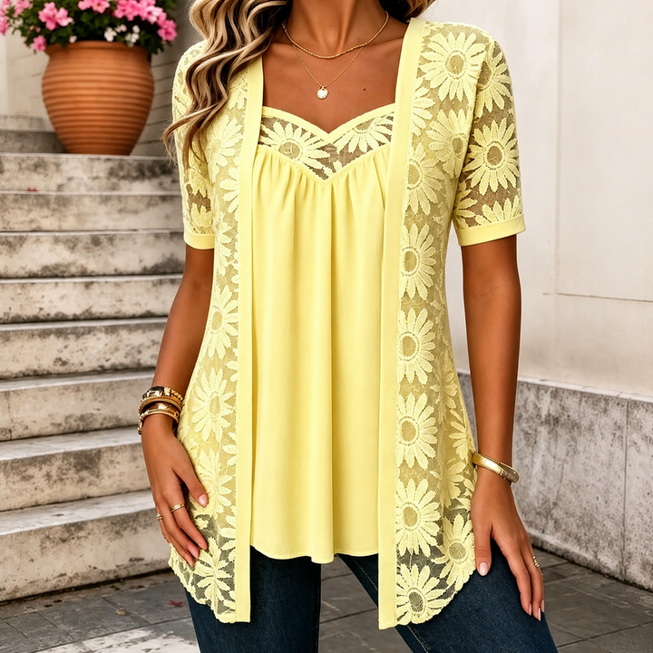 Lucette - Blusa elegante con detalles de encaje