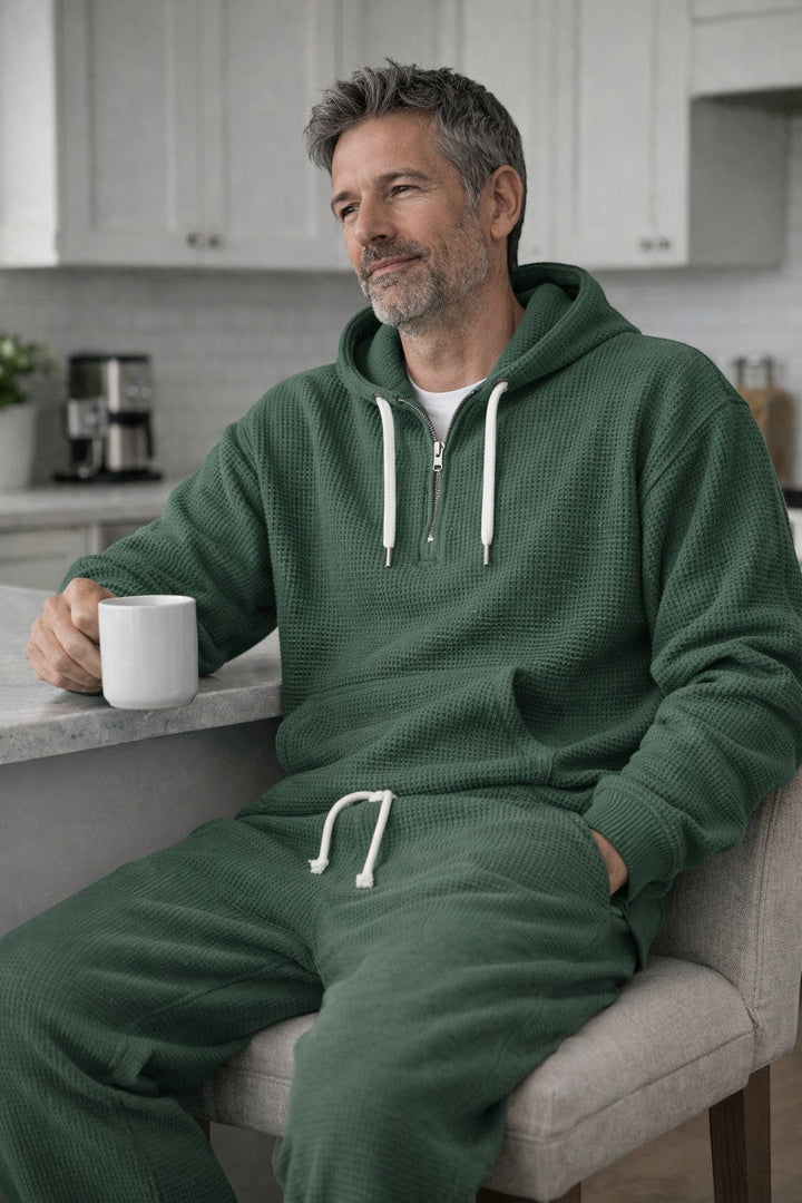 Osric - Conjunto de sudadera en tejido waffle y pantalón jogger
