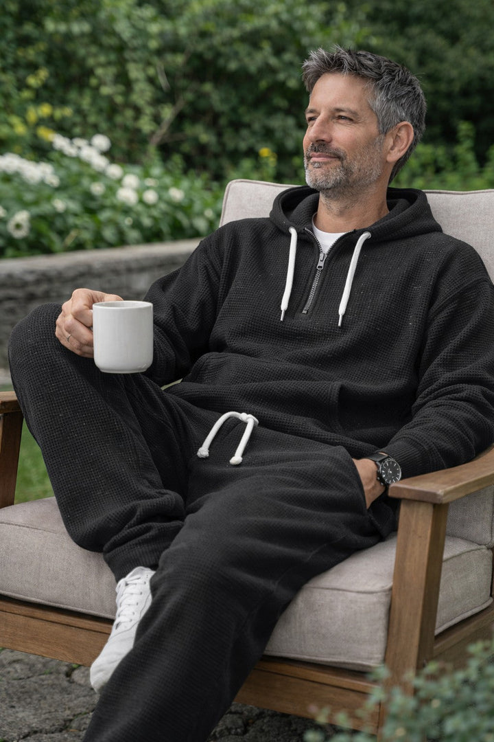 Osric - Conjunto de sudadera en tejido waffle y pantalón jogger