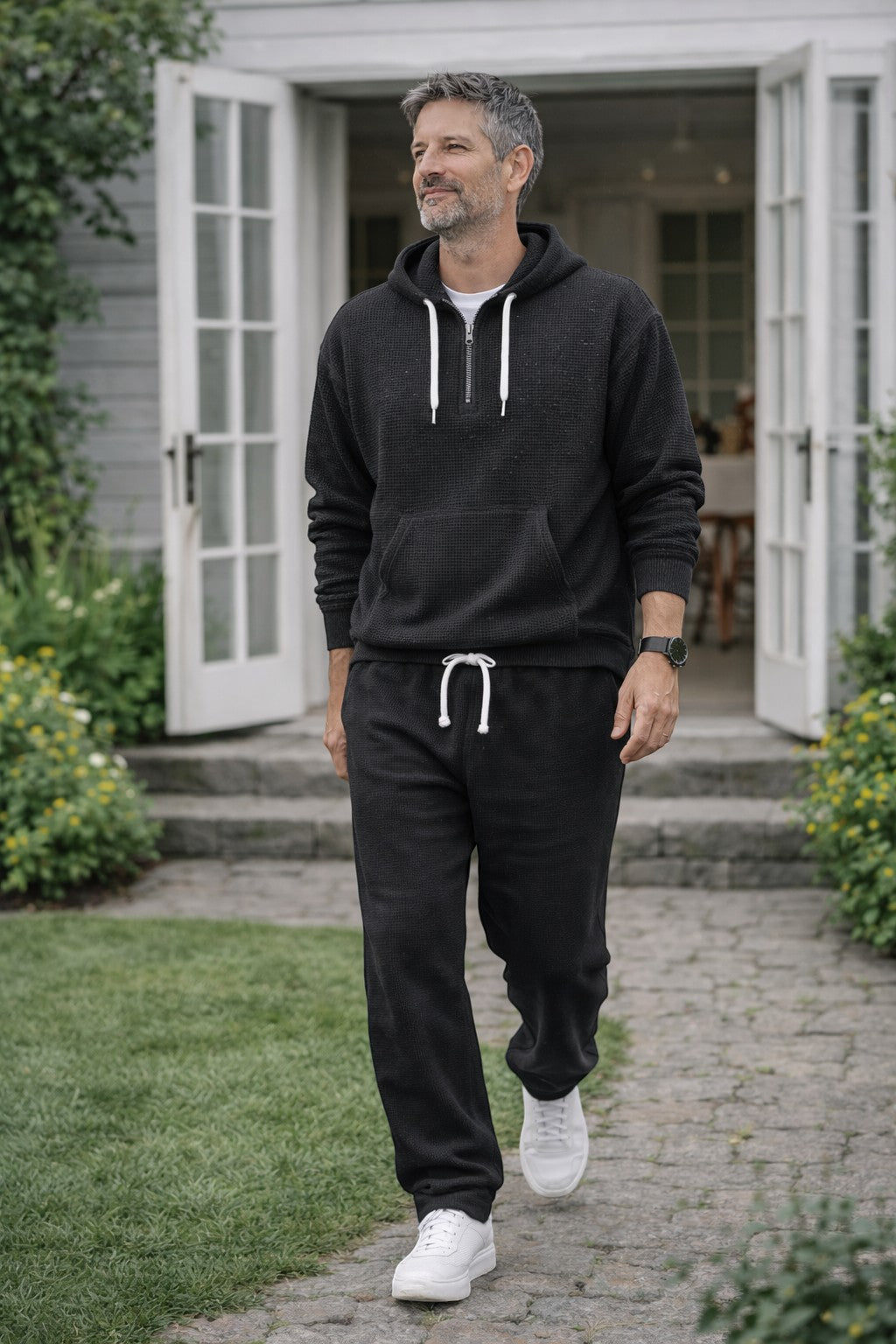 Osric - Conjunto de sudadera en tejido waffle y pantalón jogger