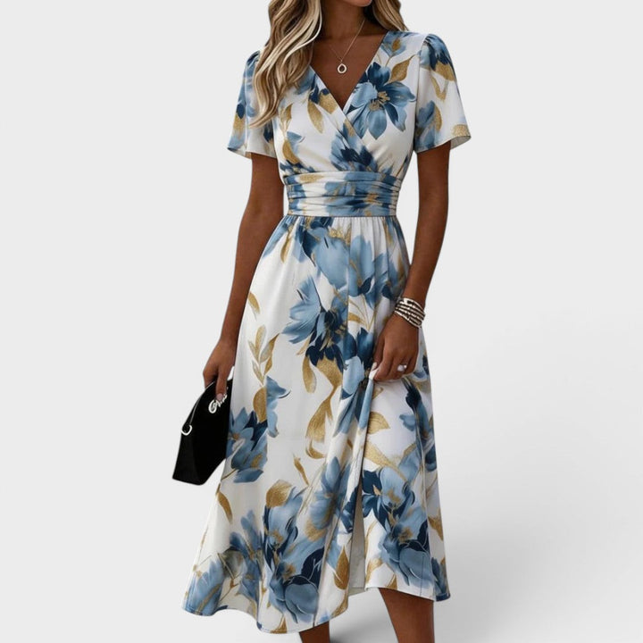 Carmen - Vestido maxi cruzado con estampado floral y tacto suave