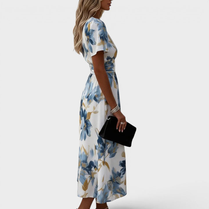 Carmen - Vestido maxi cruzado con estampado floral y tacto suave