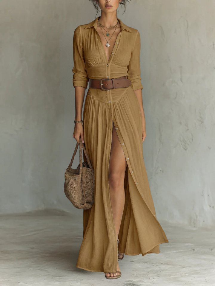 Melusine - Vestido maxi ligero con cinturón