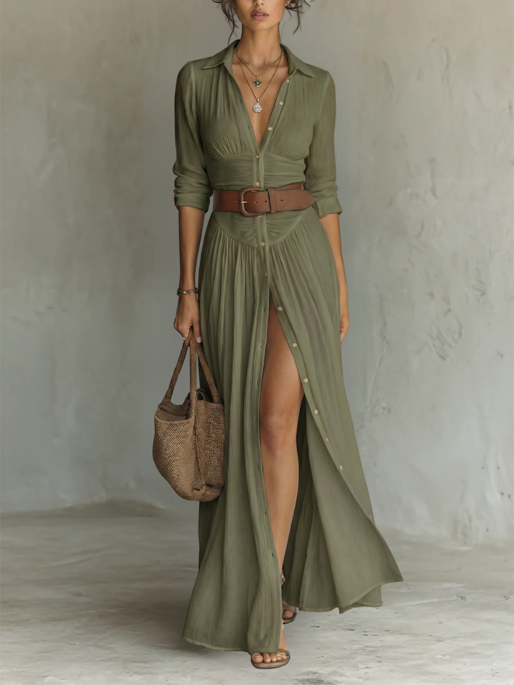 Melusine - Vestido maxi ligero con cinturón