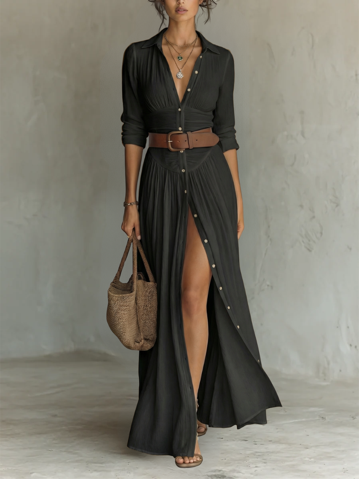 Melusine - Vestido maxi ligero con cinturón