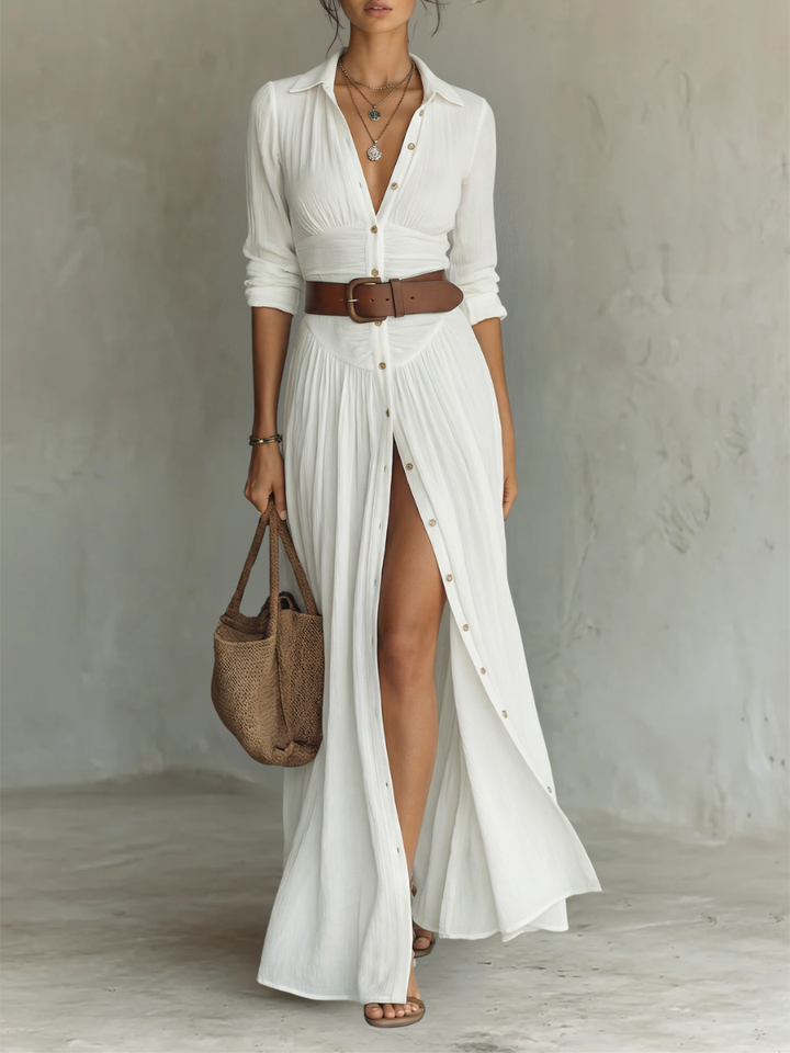 Melusine - Vestido maxi ligero con cinturón